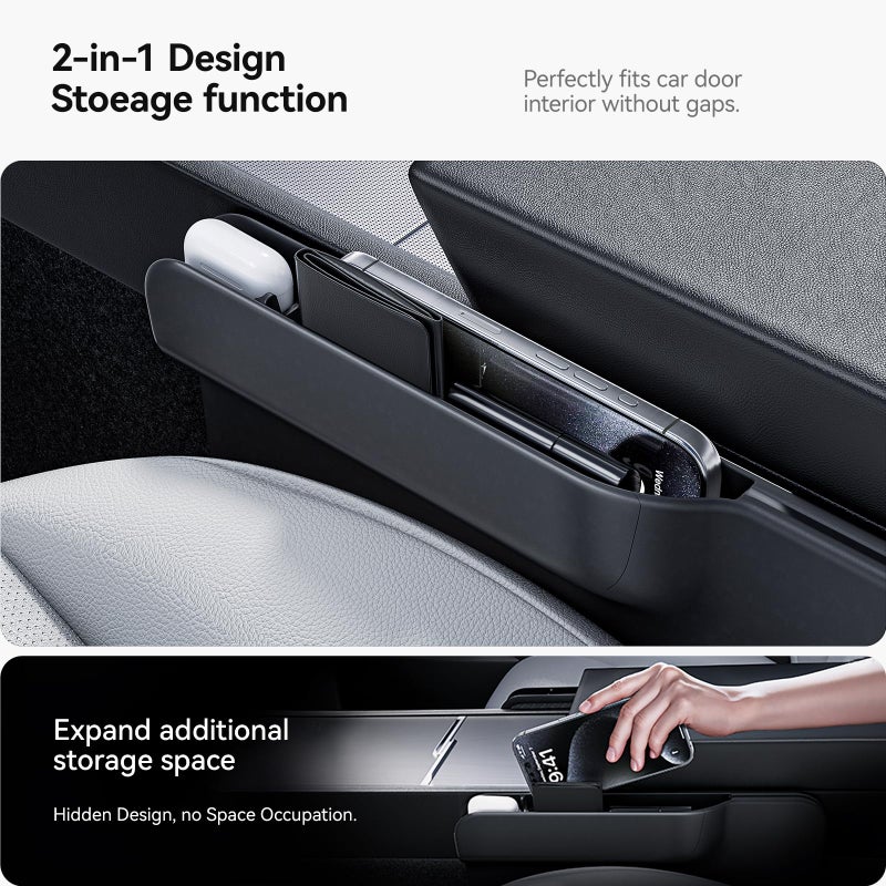 YONZEE 2-in-1 Car Steering Wheel Desk Tray & Car Seat Gap Filler Organizer â€“ Foldable Carbon Fiber Look Table for Laptop, Eating Food, Writing â€“ for Standard Round Steering Wheels - Image 3
