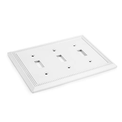 Henne Bery Sunken Pearls Heavy Duty Decorative Wall Plate Switch Plate Outlet Cover (Triple Toggle, White) - Image 5