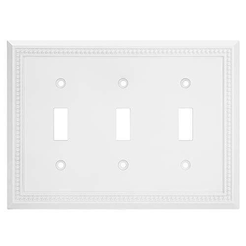 Henne Bery Sunken Pearls Heavy Duty Decorative Wall Plate Switch Plate Outlet Cover (Triple Toggle, White) - Image 1