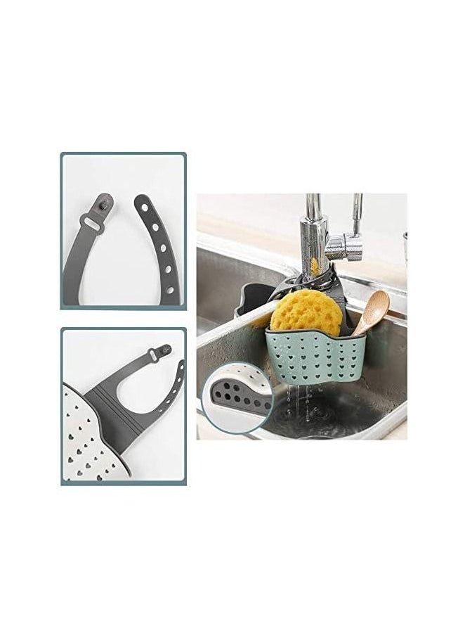 ARTC ARTC Kitchen Sink Faucet Silicone Sponge Holder Strainer With Adjustable Strap Grey  - Image 3