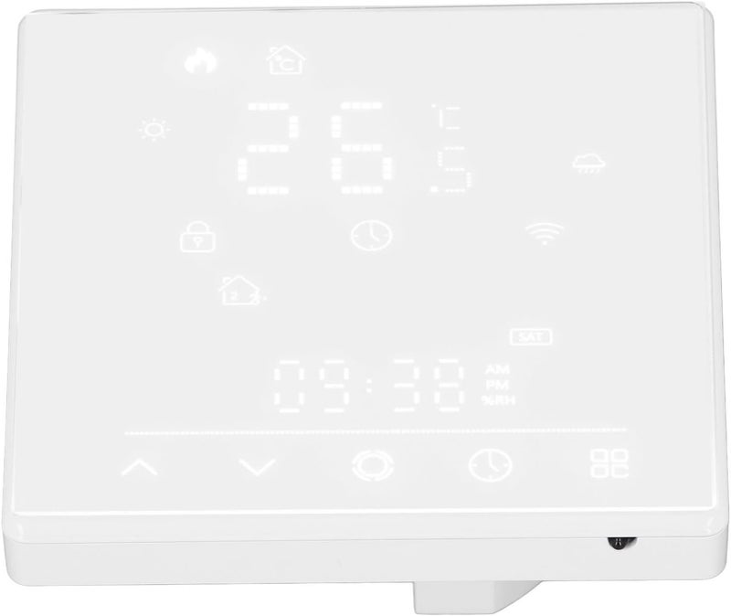 Smart Underfloor Heating Thermostat Multi Functional Display Energy Saving Mode PC Shell with Temperature Sensor for Home 95-240V AC (White) - Image 3