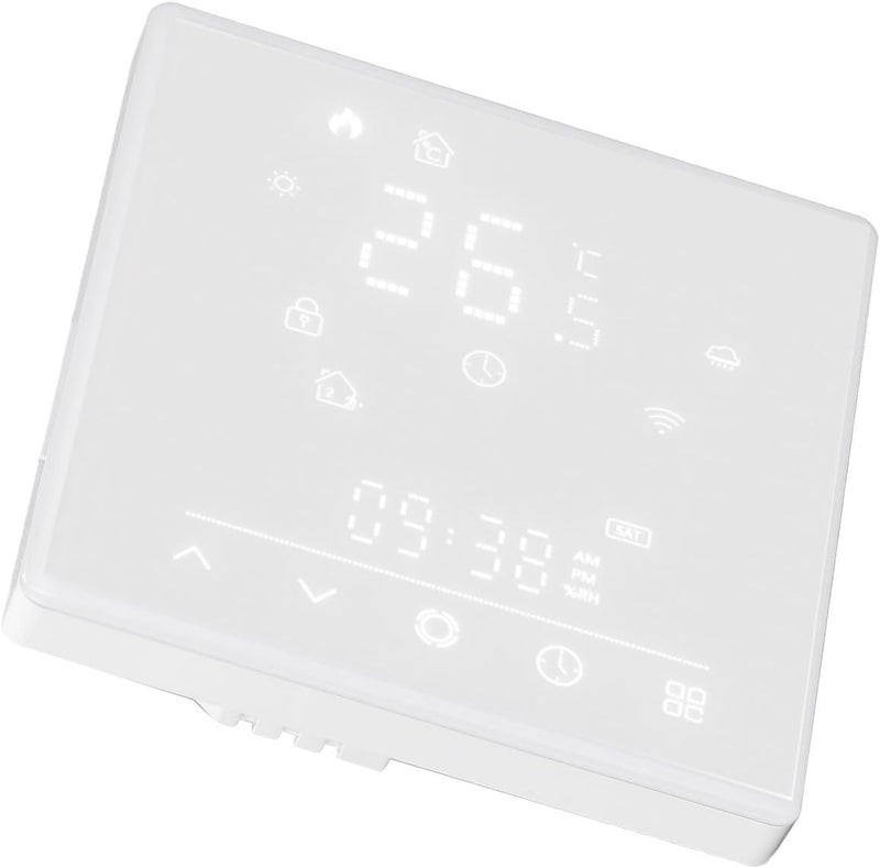 Smart Underfloor Heating Thermostat Multi Functional Display Energy Saving Mode PC Shell with Temperature Sensor for Home 95-240V AC (White) - Image 2