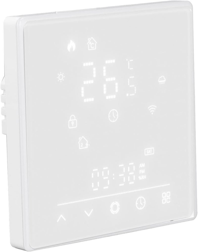 Smart Underfloor Heating Thermostat Multi Functional Display Energy Saving Mode PC Shell with Temperature Sensor for Home 95-240V AC (White) - Image 1
