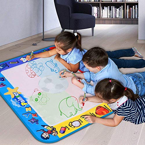 Alago Aqua Coloring Mat,Kids Toys Large Water Painting Mat,Toddlers Doodle Pad with 4 Colors,Gifts for Girls Boys Age 3 4 5+ Years Old,4 Pens,Drawing Molds and Booklet Included - Image 2