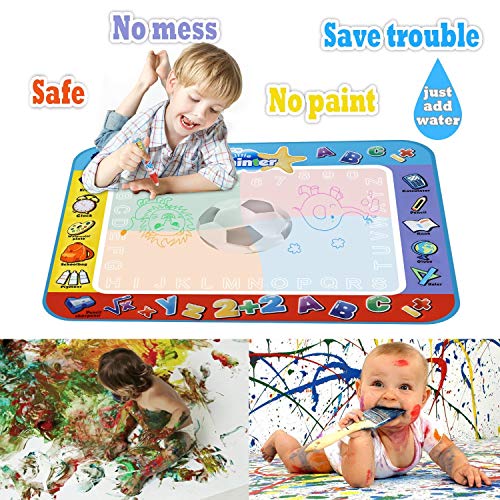 Alago Aqua Coloring Mat,Kids Toys Large Water Painting Mat,Toddlers Doodle Pad with 4 Colors,Gifts for Girls Boys Age 3 4 5+ Years Old,4 Pens,Drawing Molds and Booklet Included - Image 3