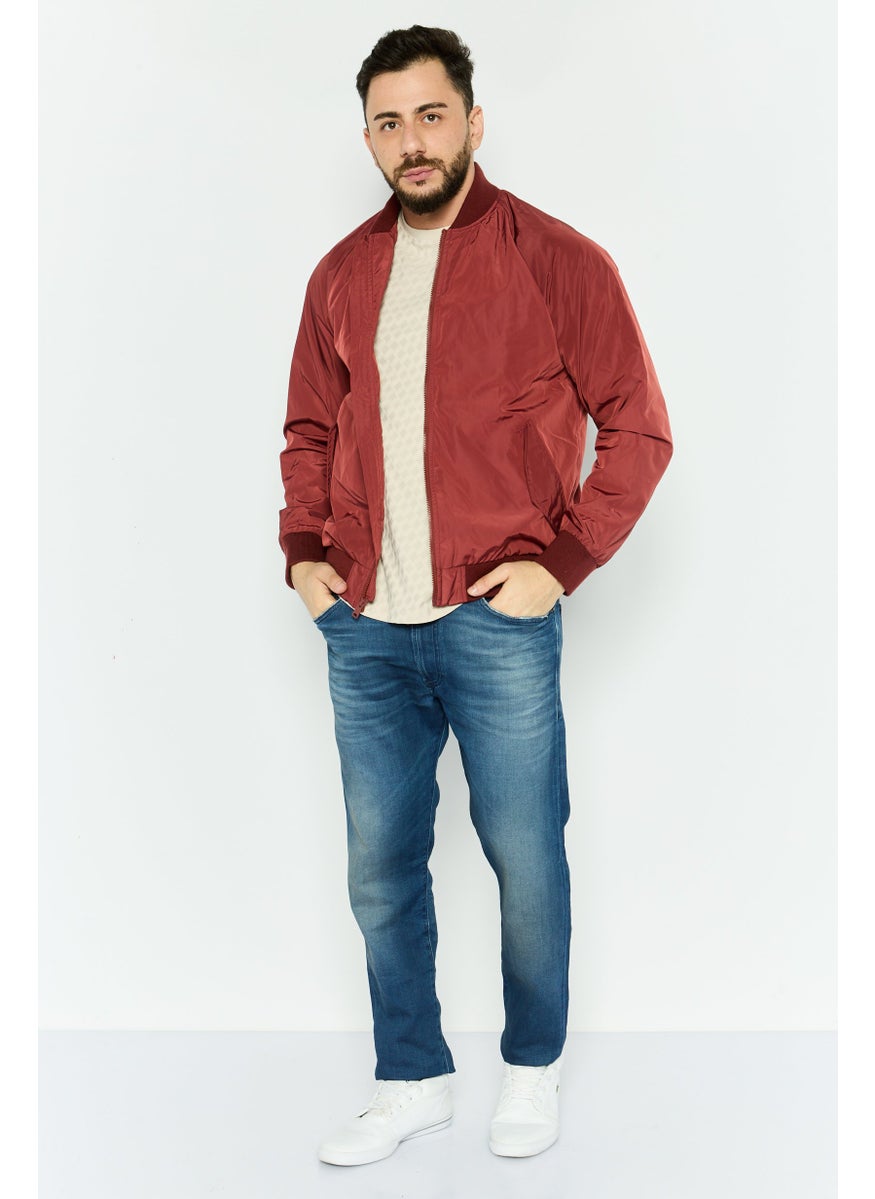Levi's - Men Brand Logo Bomber Jacket, Maroon - Image 1