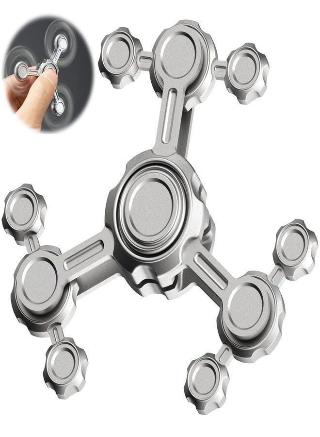 Dilabnba Upgrade Triple Bearings Fidget Spinner Toy for Kids Adults, Cool Metal Tri Finger Hand Spinner Desk Toy for Stress Relief Anti Anxiety Fingertip Gyro Stocking Stuffer Gift for Birthday Chrismas - Image 1