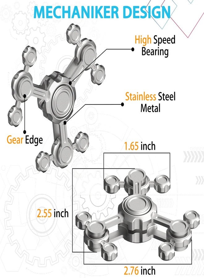 Dilabnba Upgrade Triple Bearings Fidget Spinner Toy for Kids Adults, Cool Metal Tri Finger Hand Spinner Desk Toy for Stress Relief Anti Anxiety Fingertip Gyro Stocking Stuffer Gift for Birthday Chrismas - Image 3