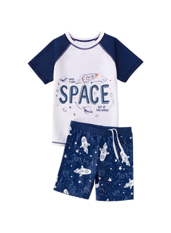 Yuke Children's Swimwear, Boys' Two-piece Set For Older Kids , White Space, Size L - Image 4