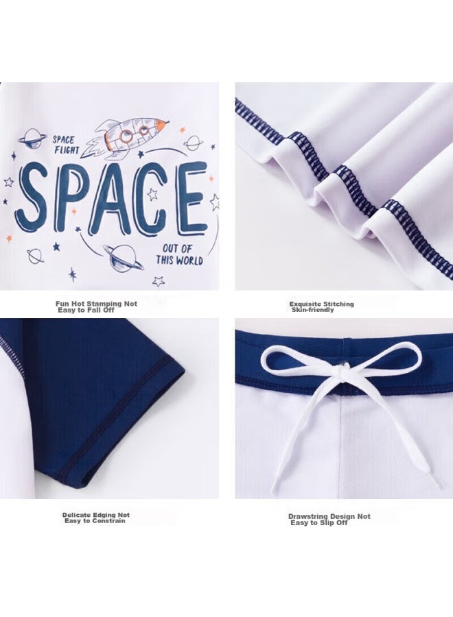 Yuke Children's Swimwear, Boys' Two-piece Set For Older Kids , White Space, Size L - Image 3