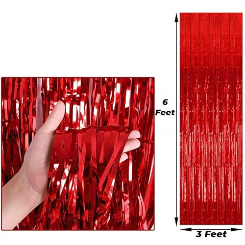 TOYXE Foil Fringe Tinsel Curtains Pack of 6 | Multi Colored Metallic Streamer Backdrop for Photo Booth, Birthday, Wedding, Stage, Festival, Diwali Party Decoration, Wall & Door Hanging Décor Items - Image 3