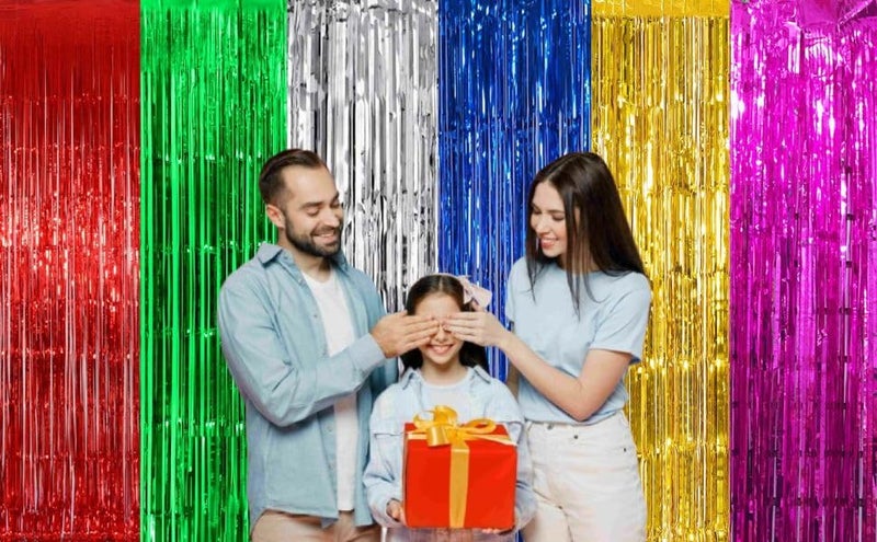 TOYXE Foil Fringe Tinsel Curtains Pack of 6 | Multi Colored Metallic Streamer Backdrop for Photo Booth, Birthday, Wedding, Stage, Festival, Diwali Party Decoration, Wall & Door Hanging Décor Items - Image 5