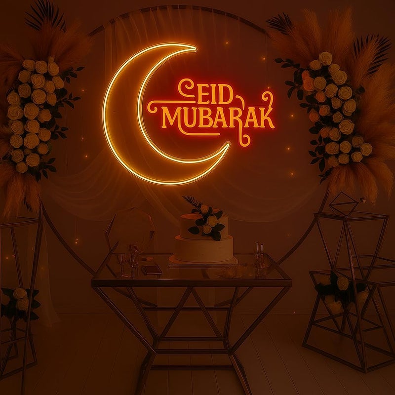 Horoof Home Eid Mubarak Moon Neon LED Wall Light - Image 2