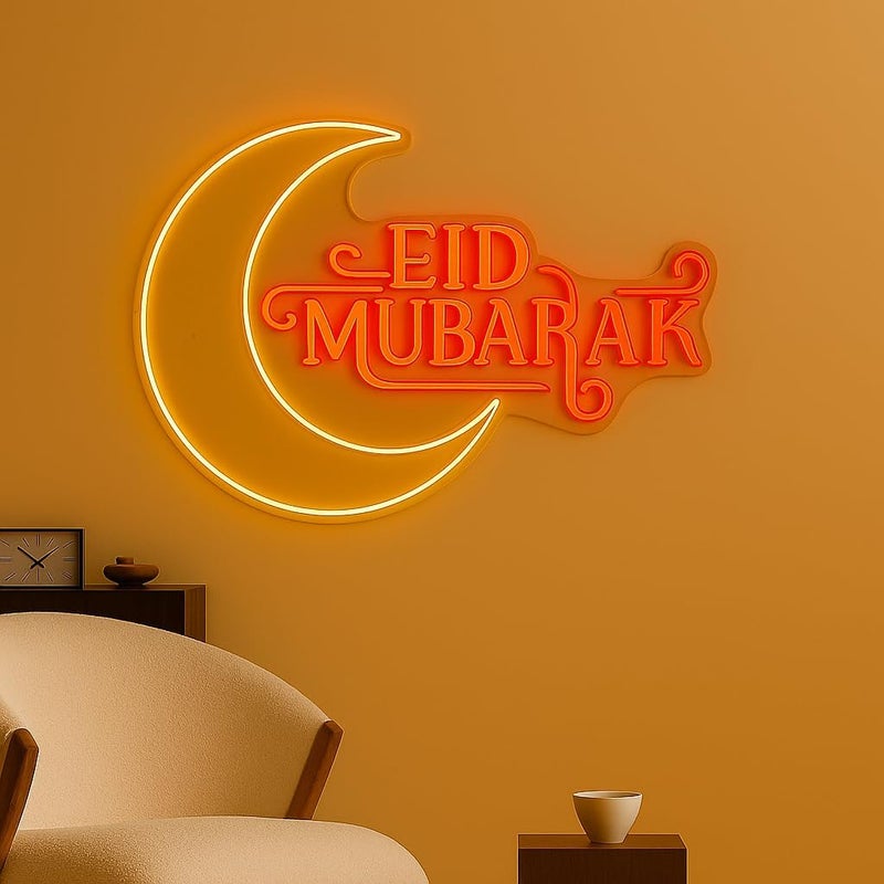 Horoof Home Eid Mubarak Moon Neon LED Wall Light - Image 1