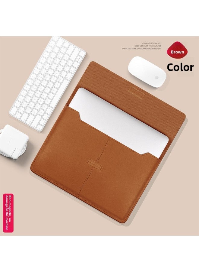 OLCK MacBook Air 13 Inner Bag M23 Protective Cover 14 Inch Notebook Computer Bag 15 Inch Protection Faux Leather Felt Case-Color:Brown (no Accessories Small Bag)-Applicable Model:13/14