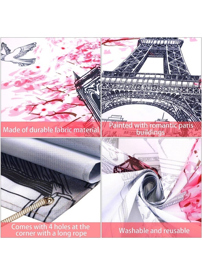 Sumind خلفية نسيج باريس فن الجدران لافتة صورة برج إيفل خلفية منظر مدينة أوروبية ديكور حائط وردي لغرفة المعيشة غرفة نوم الفتاة زينة حفلة ذات طابع باريس، 72.8 × 43.3 بوصة - Image 3