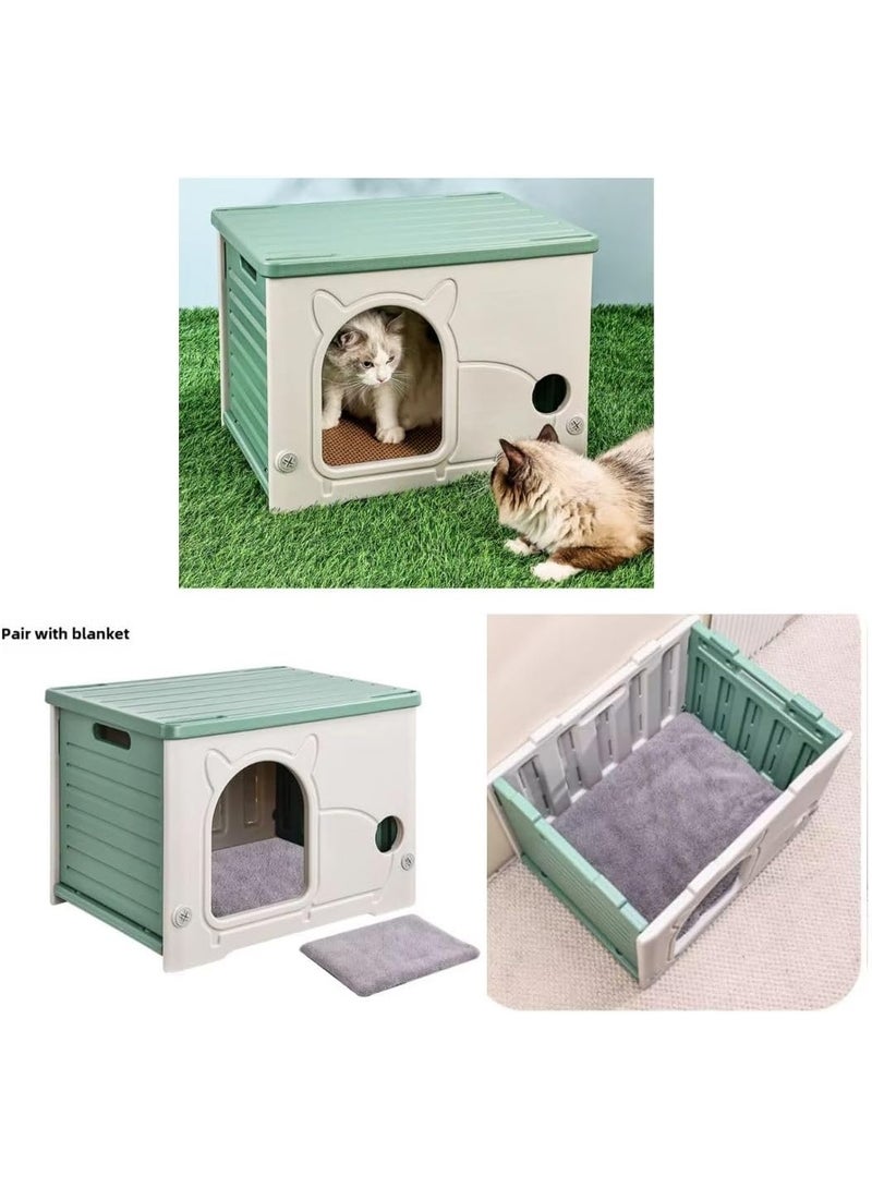 Soofam Cat dog House – Indoor/Outdoor Durable Cat Shelter with Cute Design, Easy to Clean, Weather-Resistant .Stray Cats Kitty Shelter .Cave Bed for Cats & Small Pets (A, 54x41x38 cm) - Image 2