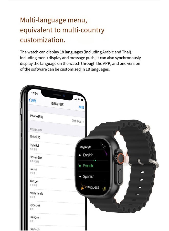 Generic - C800 Ultra2 Watch Ultra 2 - Smart Health Fitness Tracker Sport Watch +addition Charger and Watch Band -Black - Image 1
