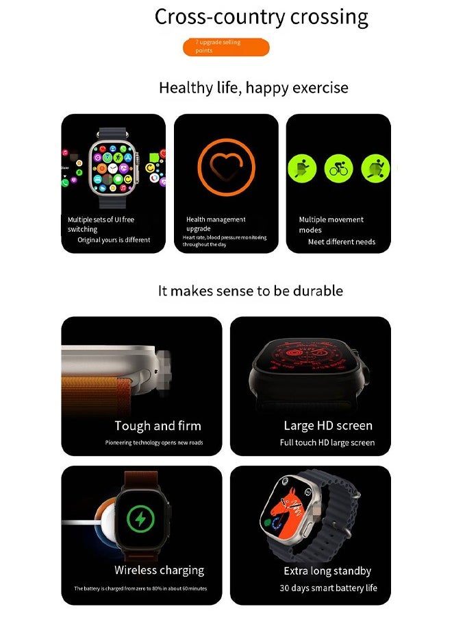 Generic - C800 Ultra2 Watch Ultra 2 - Smart Health Fitness Tracker Sport Watch +addition Charger and Watch Band -Black - Image 1