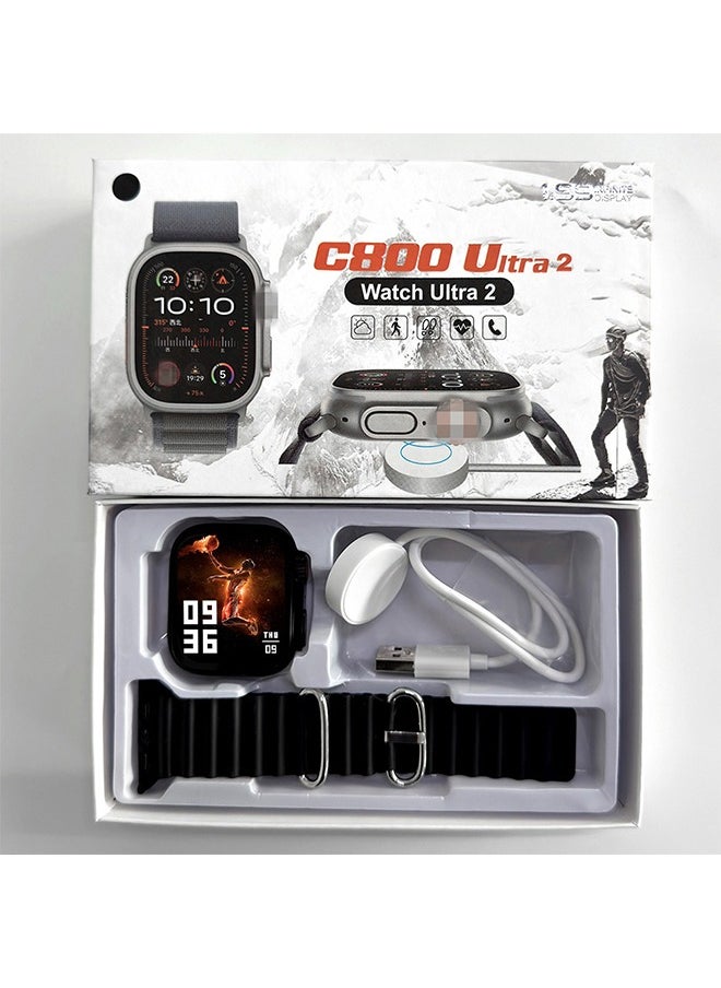 Generic - C800 Ultra2 Watch Ultra 2 - Smart Health Fitness Tracker Sport Watch +addition Charger and Watch Band -Black - Image 1