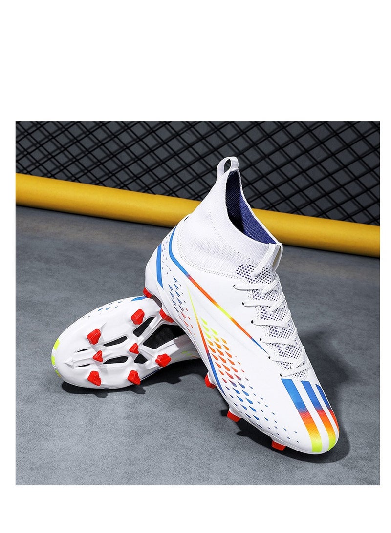 xozgdovg Spike sneakers TF training shoes Football shoes non-slip(Spike bright white)  - Image 2