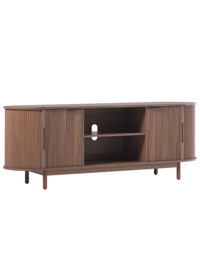 Generic - Dragelin Modern Reeded TV Stand with Open Storage Brown - Image 1