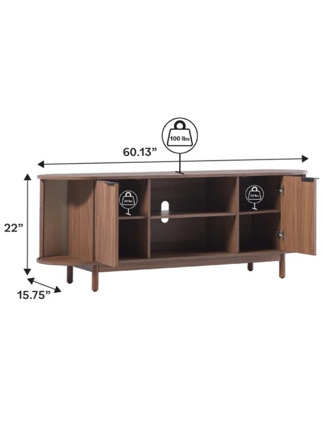 Generic - Dragelin Modern Reeded TV Stand with Open Storage Brown - Image 1