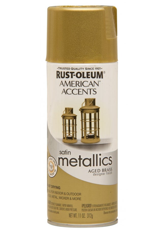RUST-OLEUM Rust-Oleum 202646 American Accents Topcoat Designer Metallic Spray Paint, 12 Oz Aerosol Can, 11 Fl Oz, Aged Bronze 