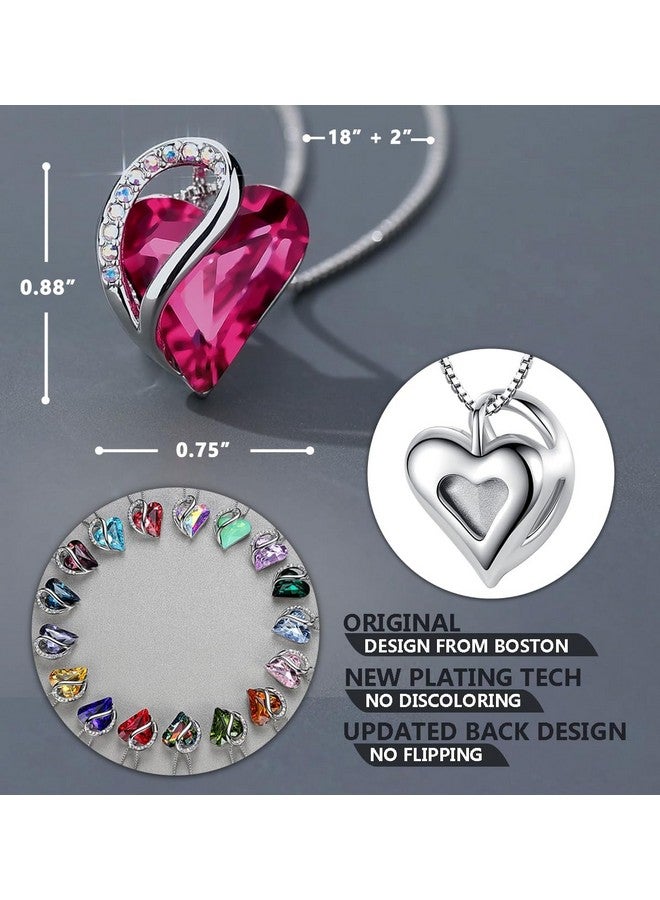 Leafael Holiday Gift Necklaces For Women, Infinity Love Tourmaline Pink Heart Pendant, October Birthstone Crystal, Silver Plated 18 + 2 Inch Chain, Christmas Jewelry Or Birthday Gifts For Mom & Wife - Image 3