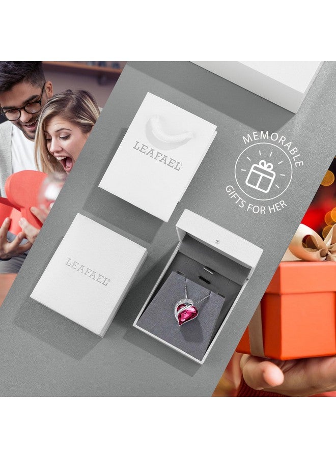 Leafael Holiday Gift Necklaces For Women, Infinity Love Tourmaline Pink Heart Pendant, October Birthstone Crystal, Silver Plated 18 + 2 Inch Chain, Christmas Jewelry Or Birthday Gifts For Mom & Wife - Image 5