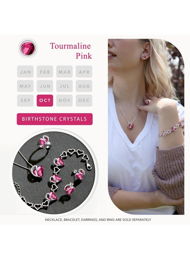 Leafael Holiday Gift Necklaces For Women, Infinity Love Tourmaline Pink Heart Pendant, October Birthstone Crystal, Silver Plated 18 + 2 Inch Chain, Christmas Jewelry Or Birthday Gifts For Mom & Wife - Image 4