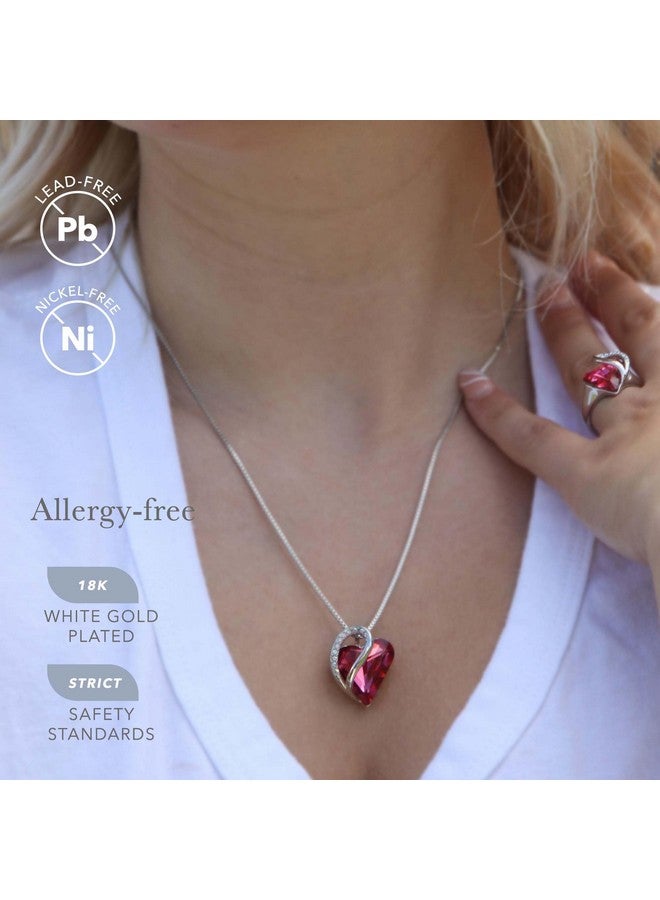 Leafael Holiday Gift Necklaces For Women, Infinity Love Tourmaline Pink Heart Pendant, October Birthstone Crystal, Silver Plated 18 + 2 Inch Chain, Christmas Jewelry Or Birthday Gifts For Mom & Wife - Image 2