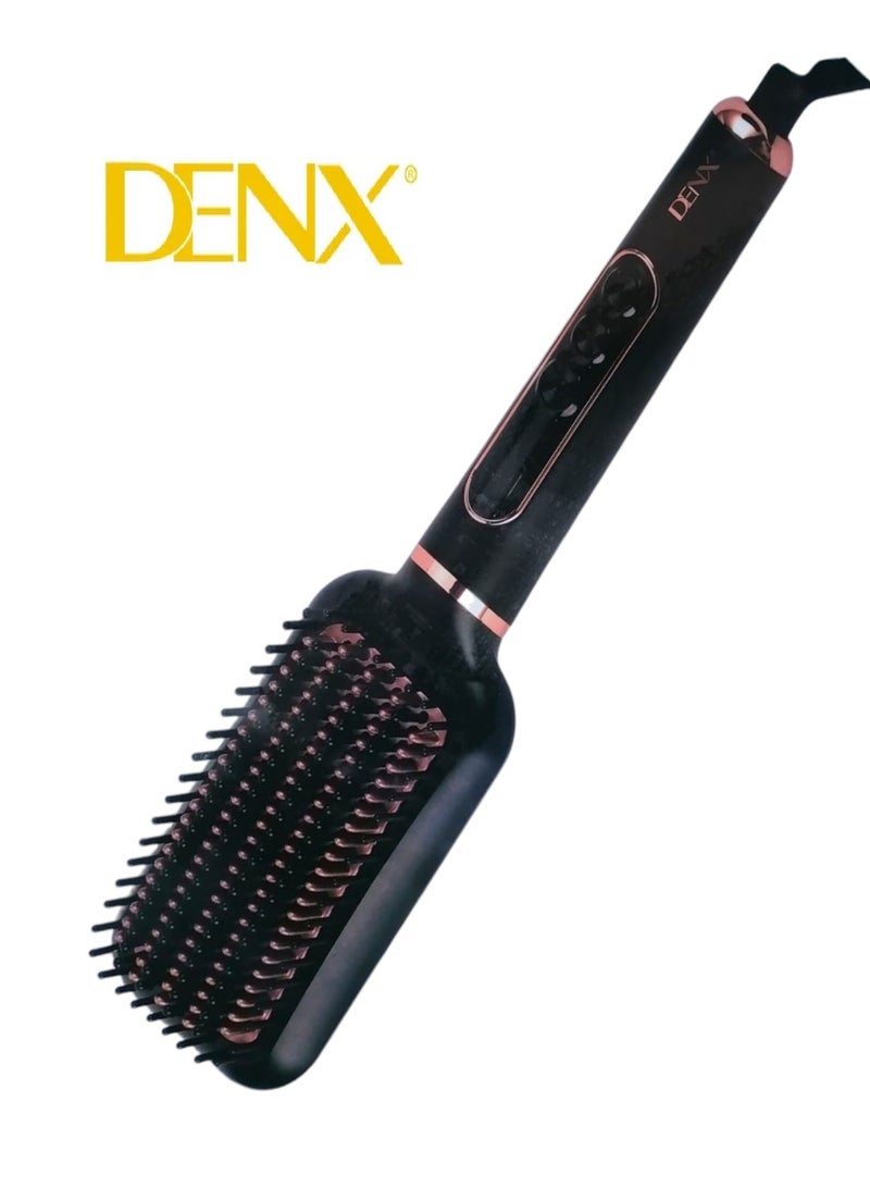 Denx Hair Straightener Brush Digital Display 30 Second Heating Speed ​​Black/Pink - Image 1