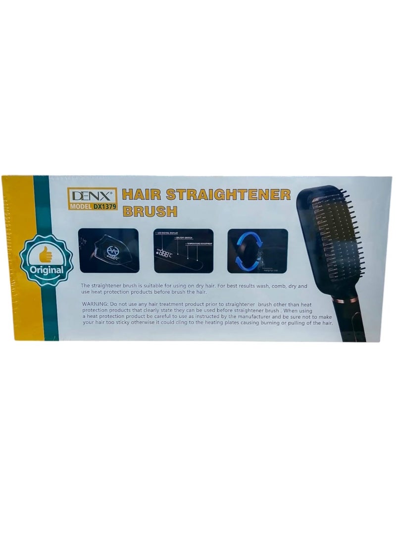 Denx Hair Straightener Brush Digital Display 30 Second Heating Speed ​​Black/Pink - Image 4