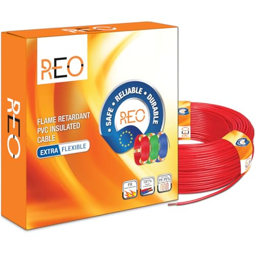 REO by Havells | 1.5 sqmm Copper Wire (90 meter -Red)| Class 5 Conductor (99.95% copper)|Flame Retardant - Extra Flexible PVC Insulated Cable Ideal for Domestic (WRFFDNRA11X5) - Image 1