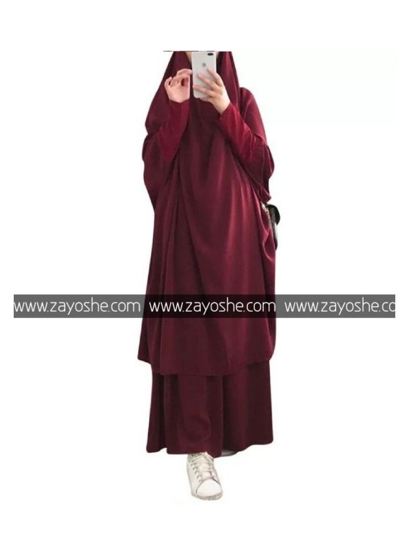 ZAYOSHE 2 Piece Jilbab Zayoshe – Khimar With Skirt – Maroon 