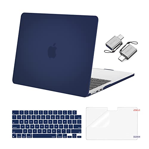 Mosiso حافظة MOSISO متوافقة مع MacBook Air 13 بوصة M5 2026 M4 2025 M3 M2 20242022 A3449 A3240 A3113 A2681 صلبة غلاف لوحة المفاتيح فيلم الشاشة نوع C لحافظة MacBook Air 136 بوصة باللون الأزرق البحري - Image 1