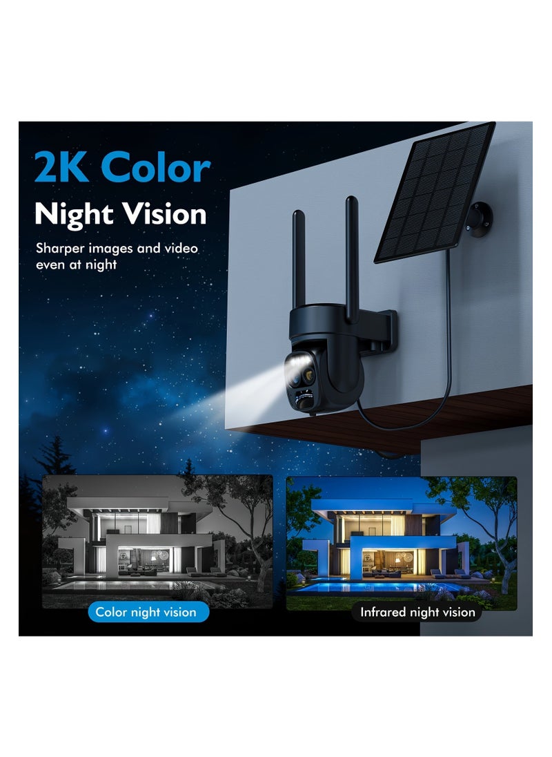 Generic - 360-degree Low-power CCTV Solar Panel Battery 2K FHD WiFi Camera With Spotlight Alarm, Motion Detection, Color Night Vision, Two-way Audio And IP66 Waterproof - Image 1