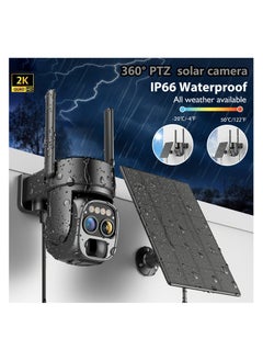 360-degree Low-power CCTV Solar Panel Battery 2K FHD WiFi Camera With Spotlight Alarm, Motion Detection, Color Night Vision, Two-way Audio And IP66 Waterproof
