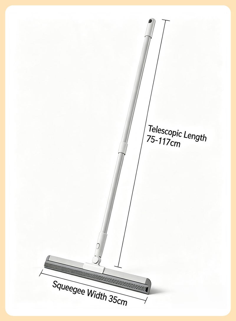 Baytak Magic Broom ,Heavy Duty Floor Wiper with 180° Swivel Head, 2 Flexible Silicone Floor Squeegee ,Multi‑Purpose Pet Hair Remover for Bathroom Lvingroom Hard Floors (White) - Image 4