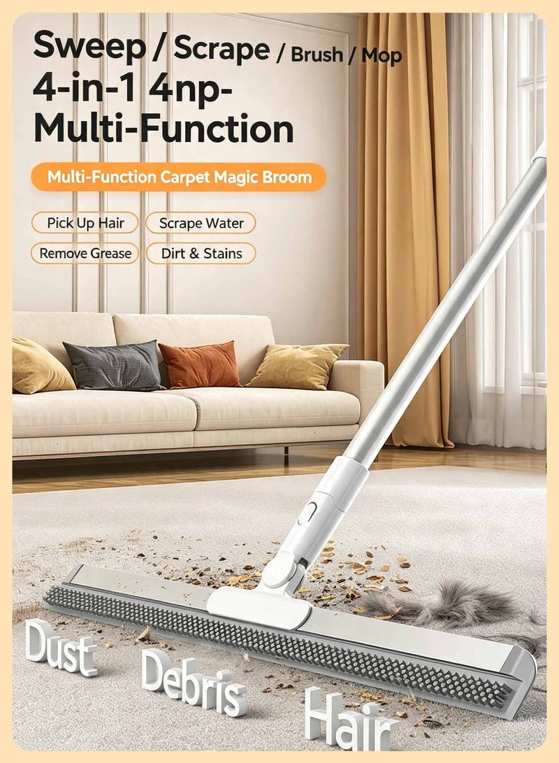 Baytak Magic Broom ,Heavy Duty Floor Wiper with 180° Swivel Head, 2 Flexible Silicone Floor Squeegee ,Multi‑Purpose Pet Hair Remover for Bathroom Lvingroom Hard Floors (White) - Image 2