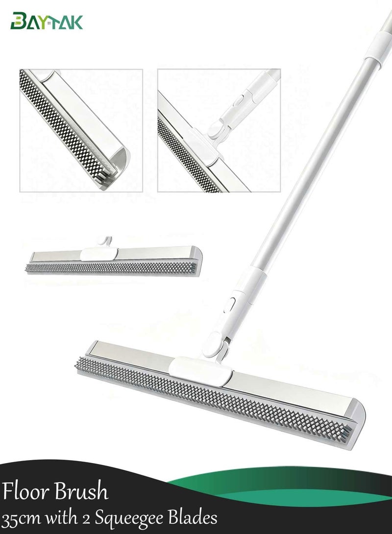 Baytak Magic Broom ,Heavy Duty Floor Wiper with 180° Swivel Head, 2 Flexible Silicone Floor Squeegee ,Multi‑Purpose Pet Hair Remover for Bathroom Lvingroom Hard Floors (White) - Image 1