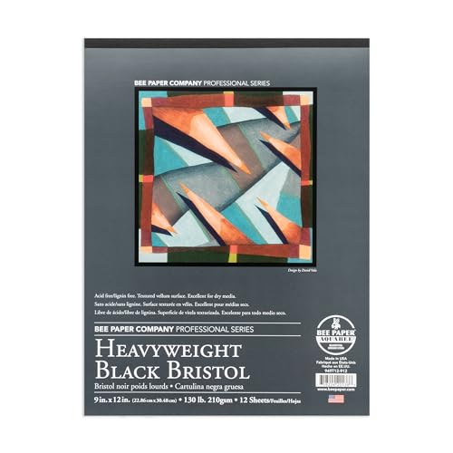 Bee Paper Company Bee Paper - 9"x 12" Heavyweight Black Bristol Paper Pad, 12 Sheets - Image 1