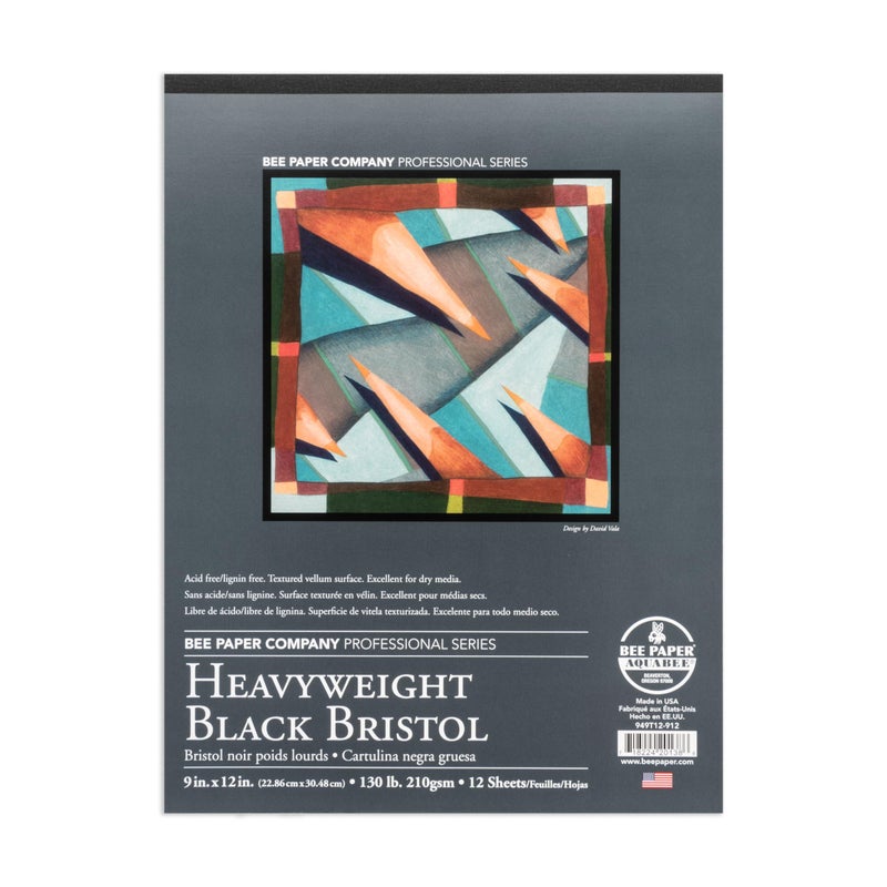 Bee Paper Company Bee Paper - 9"x 12" Heavyweight Black Bristol Paper Pad, 12 Sheets - Image 5