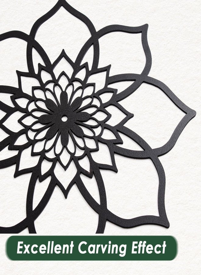 Sanwarm 3 Pieces Metal Flowers Wall Decor, Black Wall Art Decors Sunburst Mandala Bohemian Minimalist Hanging Decoration for Home Bathroom Living Room Bedroom Garden Office Housewarming Gifts - Image 5