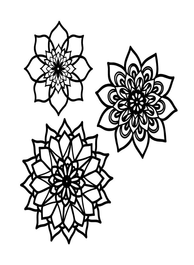Sanwarm 3 Pieces Metal Flowers Wall Decor, Black Wall Art Decors Sunburst Mandala Bohemian Minimalist Hanging Decoration for Home Bathroom Living Room Bedroom Garden Office Housewarming Gifts - Image 1