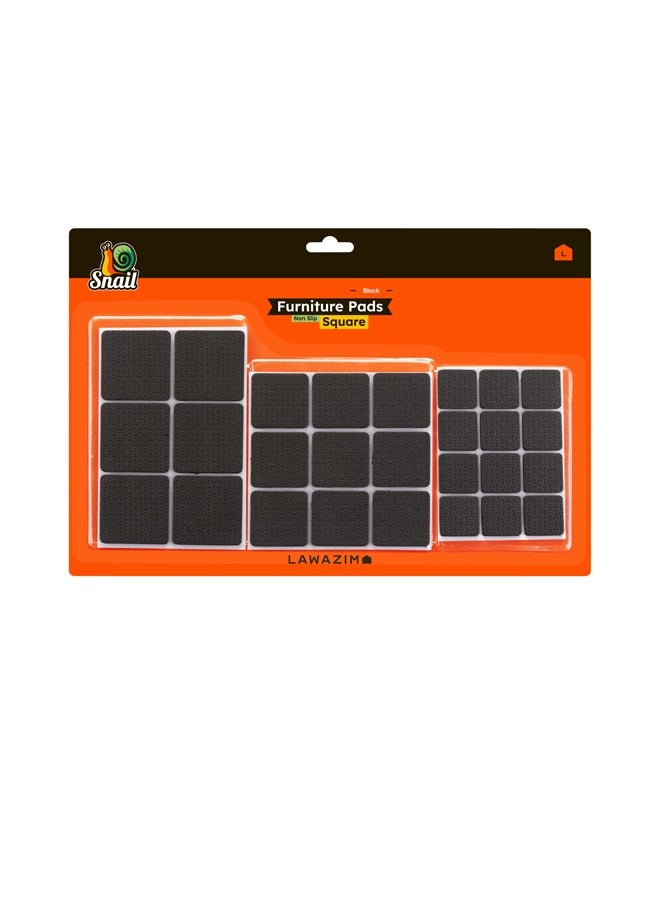 لوازم سنيل طقم وسادة رجل طاولة مشكل اسود مربع - 27 قطعة لاصقات غير قابلة للانزلاق لأرجل الكراسي والطاولات، حماية أرضيات الخشب والسيراميك، مانع خدوش وتقليل الضوضاء، مناسب لمختلف الأسطح - Image 1
