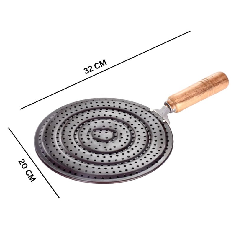 IDEAL PRIME IDEAL PRIME Heavy Duty Iron Roti Jali Grill Jali Roaster Papad Jali Wooden Handle Durable Roaster Kitchen Tool Roti Tawa Pack Of 1  - Image 4