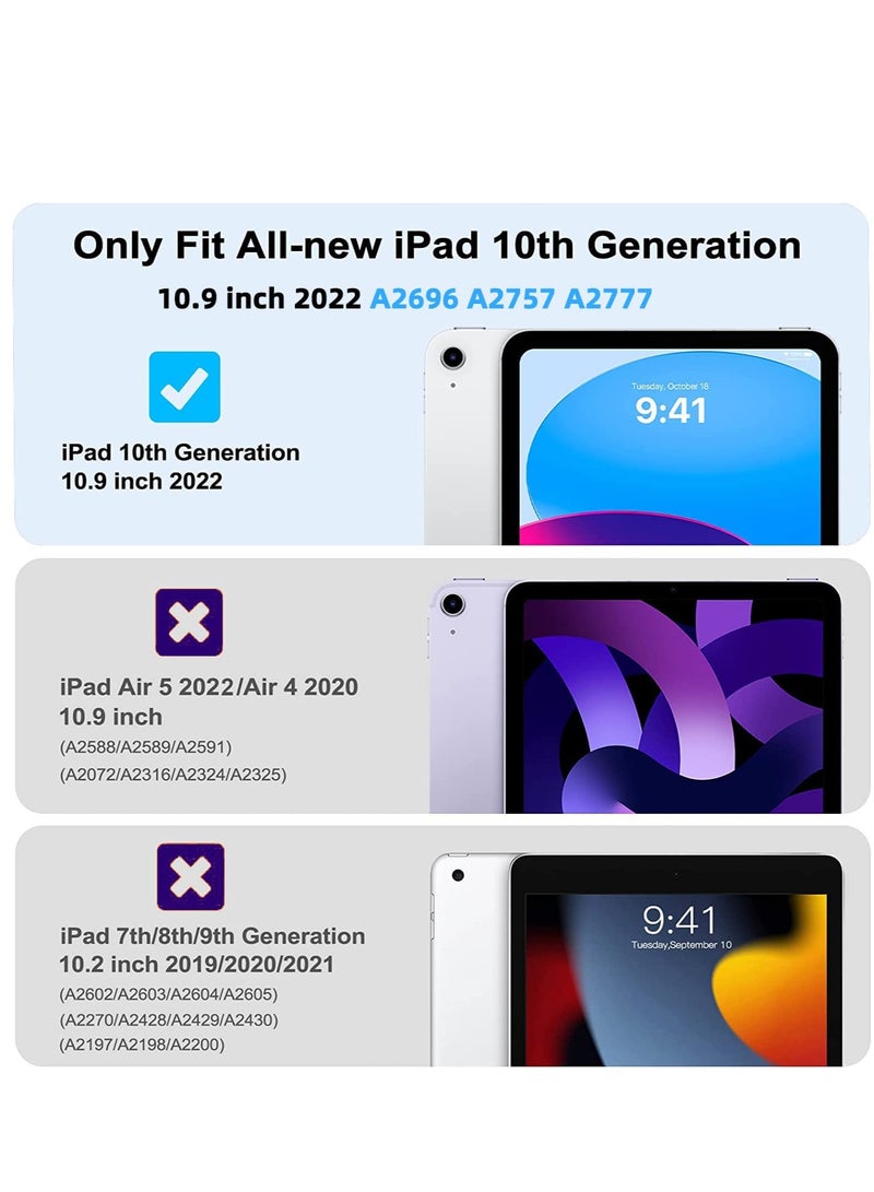 جراب iPad من الجيل العاشر مع حامل أقلام iPad 10.9 بوصة حافظة جلدية 2022 من البولي يوريثان الحراري الذكي بغطاء خلفي لجهاز iPad من الجيل العاشر يدعم معرف اللمس والاستيقاظ التلقائي / النوم أسود - Image 2