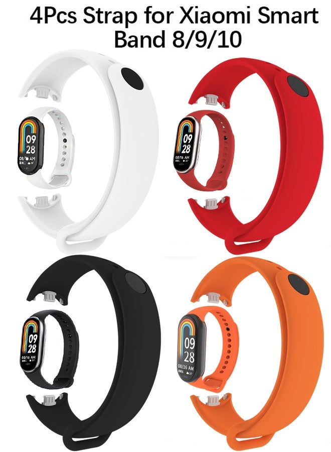 Happy D 4-piece replacement strap for Xiaomi Smart Band 8/9/10,Soft Silicone Clip Replacement Band For Xiaomi Mi Band 8/9/10 - Image 1